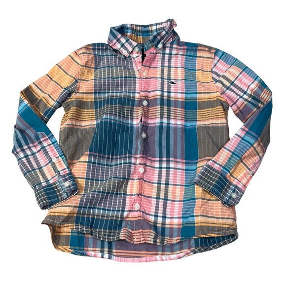 Boy's Outfit Vineyard Vines Shirt Carters Shorts Size 7 Pink Plaid - Picture 3 of 8